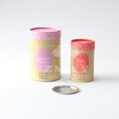 China Kraft Paper Tube Box Food Powder Container Food Grade Biodegradable Recycled Round Paper Container for sale