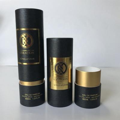 China Hot Promotional Recyclable Matte Black Paper Tube Cardboard Cylinder Shape Packaging Box For Cosmetic Oil Bottle Packaging 100ml for sale