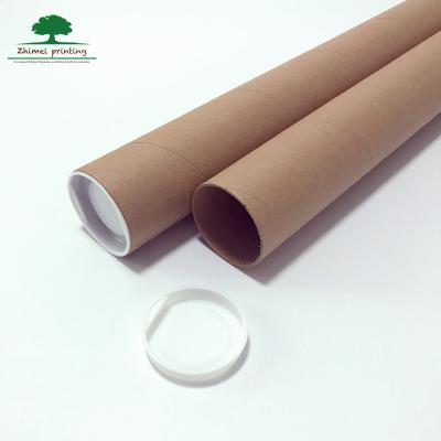 China Recyclable Kraft Paper Mailing Tube Poster Tube With Plastic Lids Shipping Tube for sale