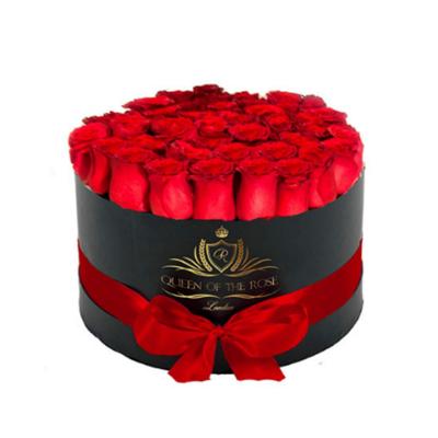 China 2017 hot sale custom luxury round cylinder paper flower gift box recyclable with lid for package fresh pink wholesale for sale