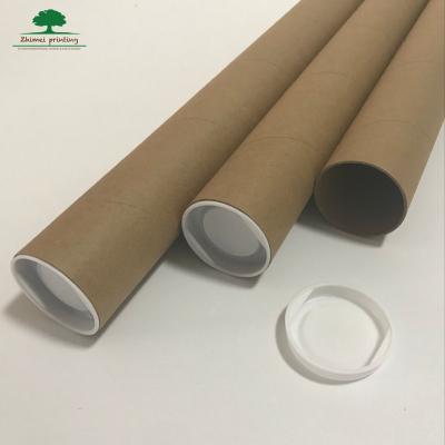 China Original Recycled Materials/Shipping Cardboard Shipping Tube/Round Paper Tube Metal Lid Brown Paper Tube Box Poster Packaging/Plastic Lid for sale