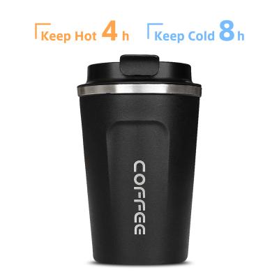 China PORTABLE Double Wall Vacuum Insulated Logo Printing Thermos Mug Stainless Steel Tumbler Set Custom Matte Black Travel Mug For Hot Drinks for sale