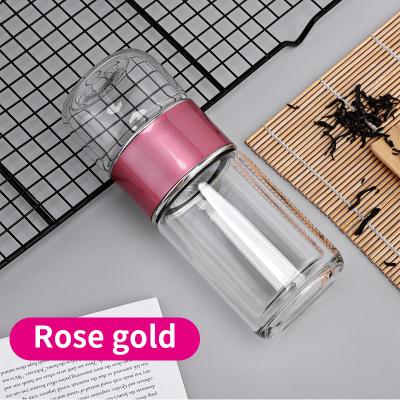 China Factory Sustainable Drinking Glass 2 Tumbler Bottle In 1 Double Wall Tumbler Clear Tea Glass Insulated Bottle for sale