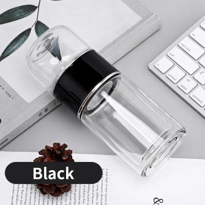 China Viable Clear Tumbler Glass Water Bottle With Infuser 280ml Mini Glass Tea Bottle Daily Life Heat Resistance Glass Bottle for sale