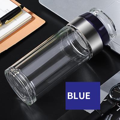 China High Borosilicate Glass Water Bottle Tea Infuser Double Walls Sustainable High Quality Heat Resistant Vacuum Bottle for sale