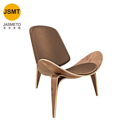 China Scandinavian Foshion Foshion Leisure Furniture Accent Chair Hotel Lobby Fabric Leather Shell Lounge Chair Wooden Smile Bentwood for sale