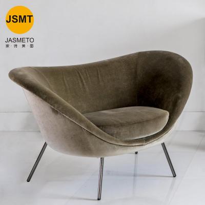 China JASMETO Modern Contemporary Rotating Petals Shaped Gray Accent Round Upholstered Chair Living Room Furniture for sale