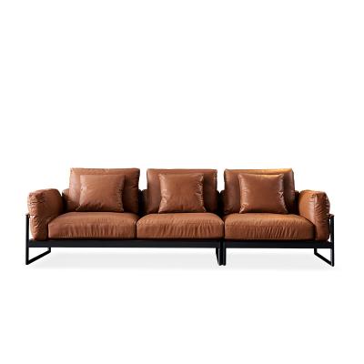 China Modern Comfortable Leather Sofa Extended Material Napa Sofa Brown Living Loom Synthetic Leather for sale