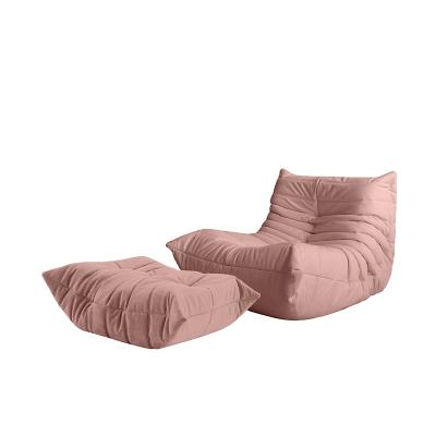 China Sitting Pink Lazy French-Italian Quilting Fabric Sofa Retro Caterpillar Tatami Bedroom Chair Seat Sofa With Foot Pedal Sofa for sale