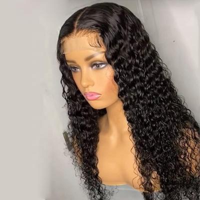 China Deep Wave Lace Front Human Hair Wigs Transparent Lace Up Hair 100 For Wigs 4x4 Lace Closure Back Wig for sale