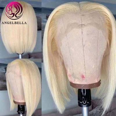 China Silky Straight T Piece Brazilian Bob Wigs Lace Front Human Hair Wigs Wholesale 100% Real Blonde Bob Wigs Human Hair 613 for sale