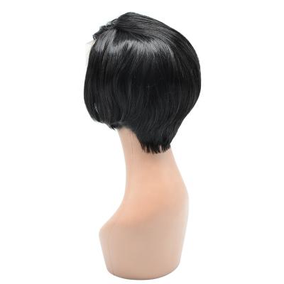 China Wholesale Price Cheapest Wig T Piece Silky Straight Lace Wig Human Short Wave Hair Cut Pre Plucked Lace Wigs for sale