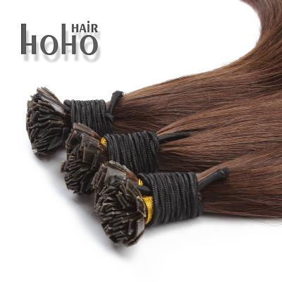 China Wholesale Silky Straight Wave Natrual 100% Unprocessed Virgin Hair ,Super Drawn Double Fusion Tip Flat Hair Extension for sale