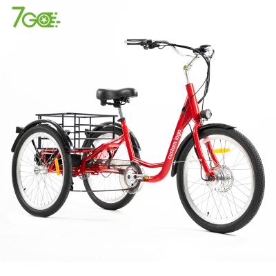 China Motor 3 wheels e trike cargo bike 350w Shimano 7speed steel front electric tricycle with oversize saddle electric tricycles for sale