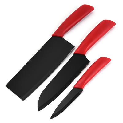 China Minimalist 4 Piece Kitchen Knife Set Handle Black Red Coated Blade Household Kitchen Knife for sale