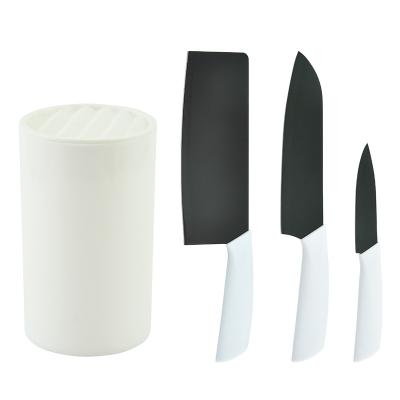 China Minimalist new design kitchen knife handle luxury outdoor black coated home white plastic kitchen knife for sale