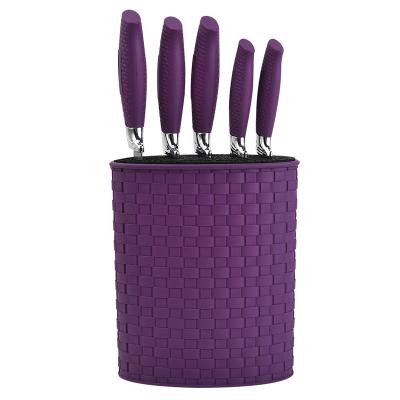 China Sustainable Long Life Safe Purple Food Grade Portable Kitchen Knife Set Of 6 for sale