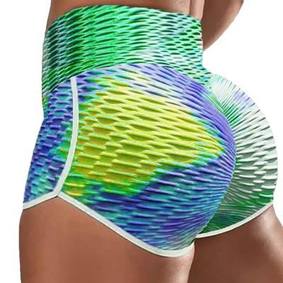 China 2022 New Arrival Sports Women Fashion Dye Tie Waist Casual Gym Elastic QUICK DRY Yoga Tight Skinny Running Shorts for sale