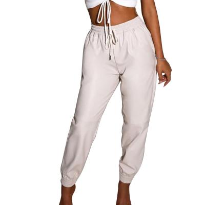 China 2021 New Arrival Anti-Static Women Spring New Fashion Solid Color Elastic Drawstring Waist Casual Harem Pants for sale