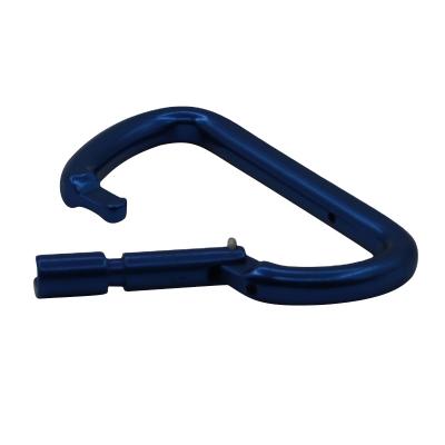 China Carabiner heavy duty aluminum clip blue color cnc aluminum alloy profile bright machining snap hook for sale