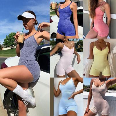 China Women's Breathable Tracksuit Summer Seamless Bra Shorts Workout Wear Woman Yoga One Piece Set for sale