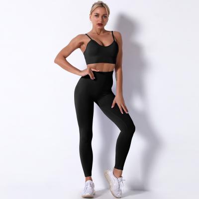 China Customized Breathable Women Fitness Yoga Sets Crop Top Bra Leggings Set Gym Workout Sports Wear Suits for sale