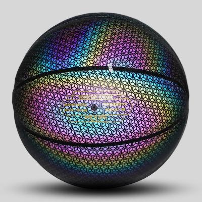 China Wholesale Cheap Basketball Leather Holographic Custom Basketballs Glowing Reflective Basketball From Original Factory In China for sale