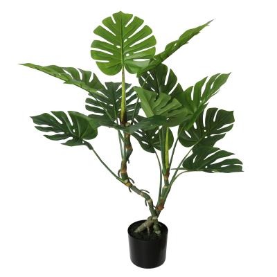 China 100cm real touch artificial monstera bonsai trees lifelike environmental for home decor for sale