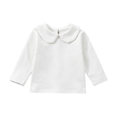 China Spring Autumn Babies Peter Pan Collar Blouse Anti-pilling Tops Children Clothes Girl Kids Long Sleeve Solid Color Toddler Cotton Shirts for sale