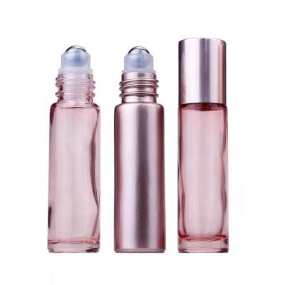 China Good Quality Recyclable Cosmetic Container 5ml 10ml Roll On Ball Rose Gold Glass Bottle Perfume Oil Bottle For Cosmetic for sale