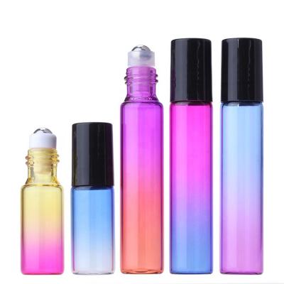 China 5ml 10ml China Wholesale High Quality Recyclable Slim Colored Pull Tube Gradient Color Perfume Roll On Bottle for sale