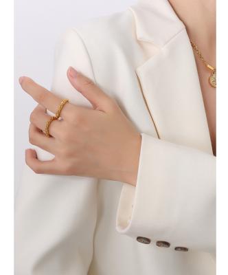 China Hot Selling TRENDY Simple Fashion Chain Rings Gold Plated Glue Rings Initial Ring for sale