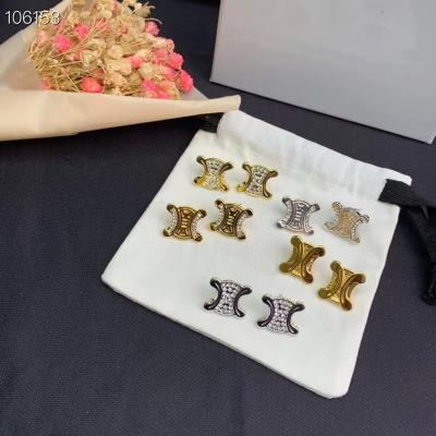 China New Design TRENDY Rhinestone Earring Copper Earring Small Gold Plated Earring for sale