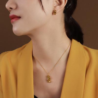 China 2021 All-match Design Women's 18k Gold Trendy Simple Trendy Personalized Pendant Jewelry Sets Necklace for sale