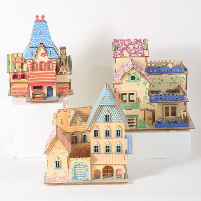 China Cartoon Toy Children Handmade Wooden 3D Puzzle Hand-assembled Children's 3D Puzzle DIY Model Assembled Educational Toys for sale