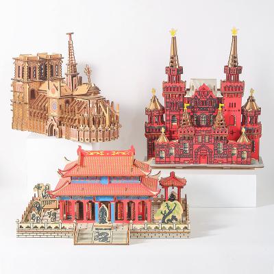 China DIY TOY building famous quzzles manual craft for adult assemble resistance capacity train child wooden 3d puzzle for sale