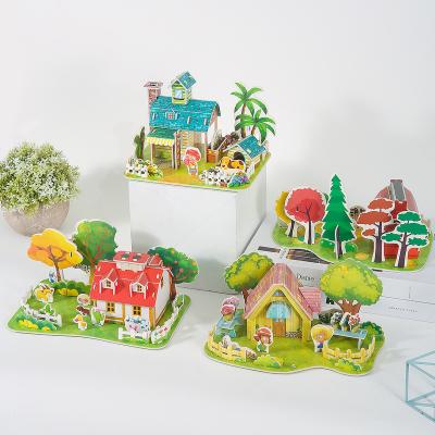 China Cartoon 3d Toy Children Puzzles Custom 3D Puzzle Paper Puzzle Diy Toy Educational Toys House Zoo Puzzles 3d Model for sale