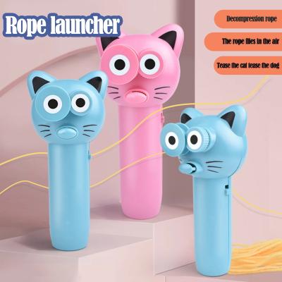 China Hot PE ZipString Rope Launcher Thruster Toys Rope Flying Funny Party Toy For Kids Xmas Gifts Electric Cat String Controller Cute for sale