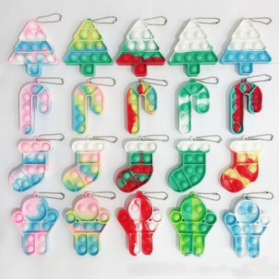 China Silicone Christmas Snaps Key Coin Purse Silicon Push Bubble Chain Toys Rainbow Popite Christmas Decoration Supplies Toss Snap Toy for sale