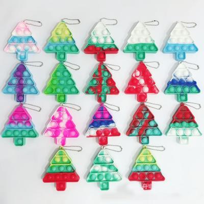 China Chained Popi Head Popite Popite Poppit Squeeze Bubble Christmas Rainbow Hat Silicone Poppet Pendant Toys for sale