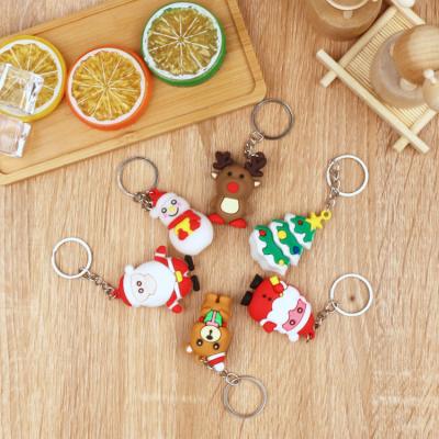 China Silicone Christmas Decoration Supplies Key Elk Snowman Key Chain Ring Christmas Pendant Santa Claus New Year Decoration Kids Christmas Gift for sale