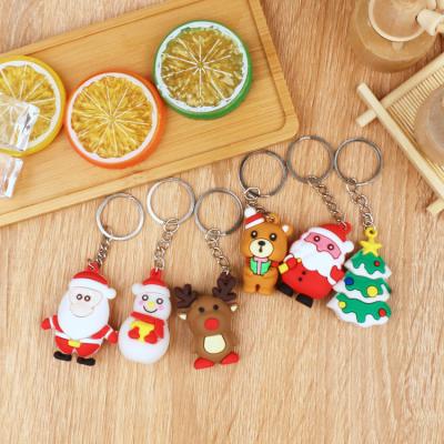 China Cute Car Key Silicone Cartoon Santa Claus Keychain Soft Rubber Doll Ring Holder Chain Small Bag Jewelry Gift Pendant Christmas Decoration for sale