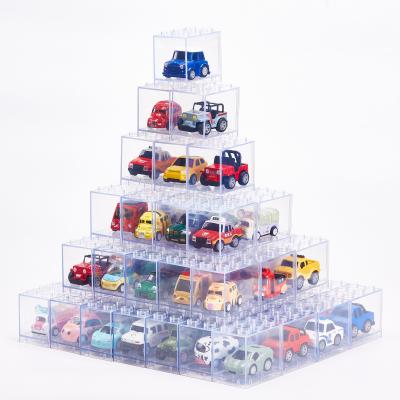 China The most popular die-cast ornaments of Toy With 2021 plastic box very textured alloy car leisure car than toy metal building block deformed car for sale