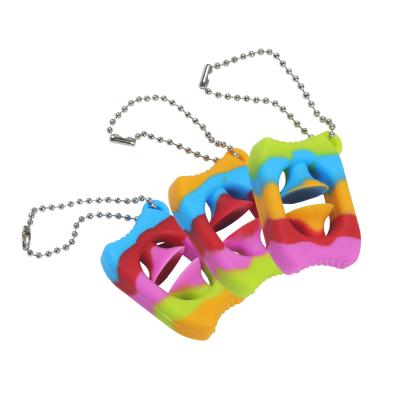 China Silicone Silicone Key Chain With High Volume Sales Resistance Fast Moving Person Toy Squeeze Compression Snap Breaking Bands Colorful Cord for sale