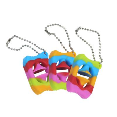 China Silicone Rainbow Wiggler Snap Sensory Hand Toy Party Noise Maker For Autism Special StressReliever Handle Ball for sale