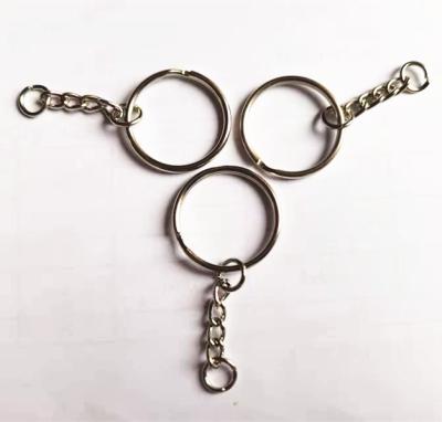 China Metal Bulk Metal 1 Inch Split Key Chain Rings With Chain In Nickel Color for sale