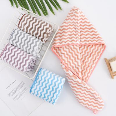 China Sustainable Fast Drying Absorbent Coral Fleece Microfiber Hair Twist Turban Wrap Cap Dry Towels For Long Hair for sale