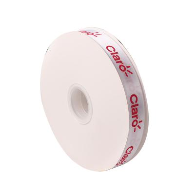 China High Tenacity 2cm White Polyester Ribbon With Letter Size Big Red Ribbon Logo Silk Printing Decoration Bow for sale