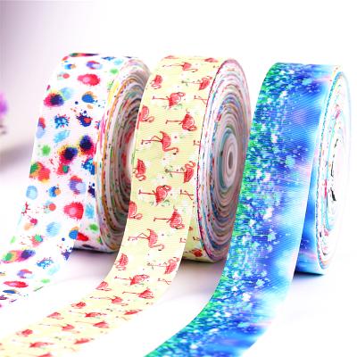 China Cheap floral printed grosgrain ribbon 2.5cm width ribbon low moq and good quality for sale