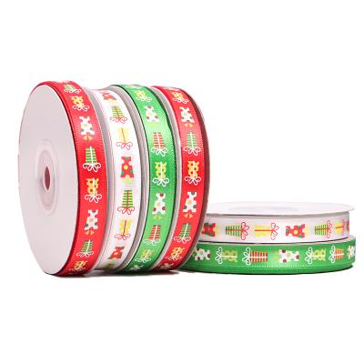 China Wholesale Custom Recyled 1cm Grosgrain Ribbon Holiday Celebration Christmas Gift Ribbon For Packaging for sale